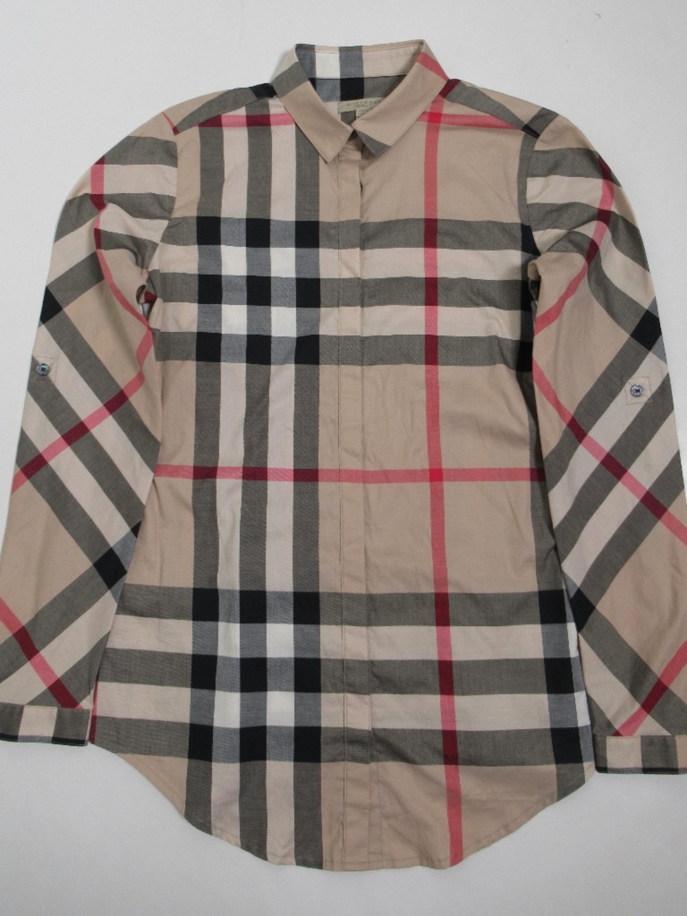 Burberry Brit Women's Check Long Sleeve Shirt Archive Beige Cotton XS